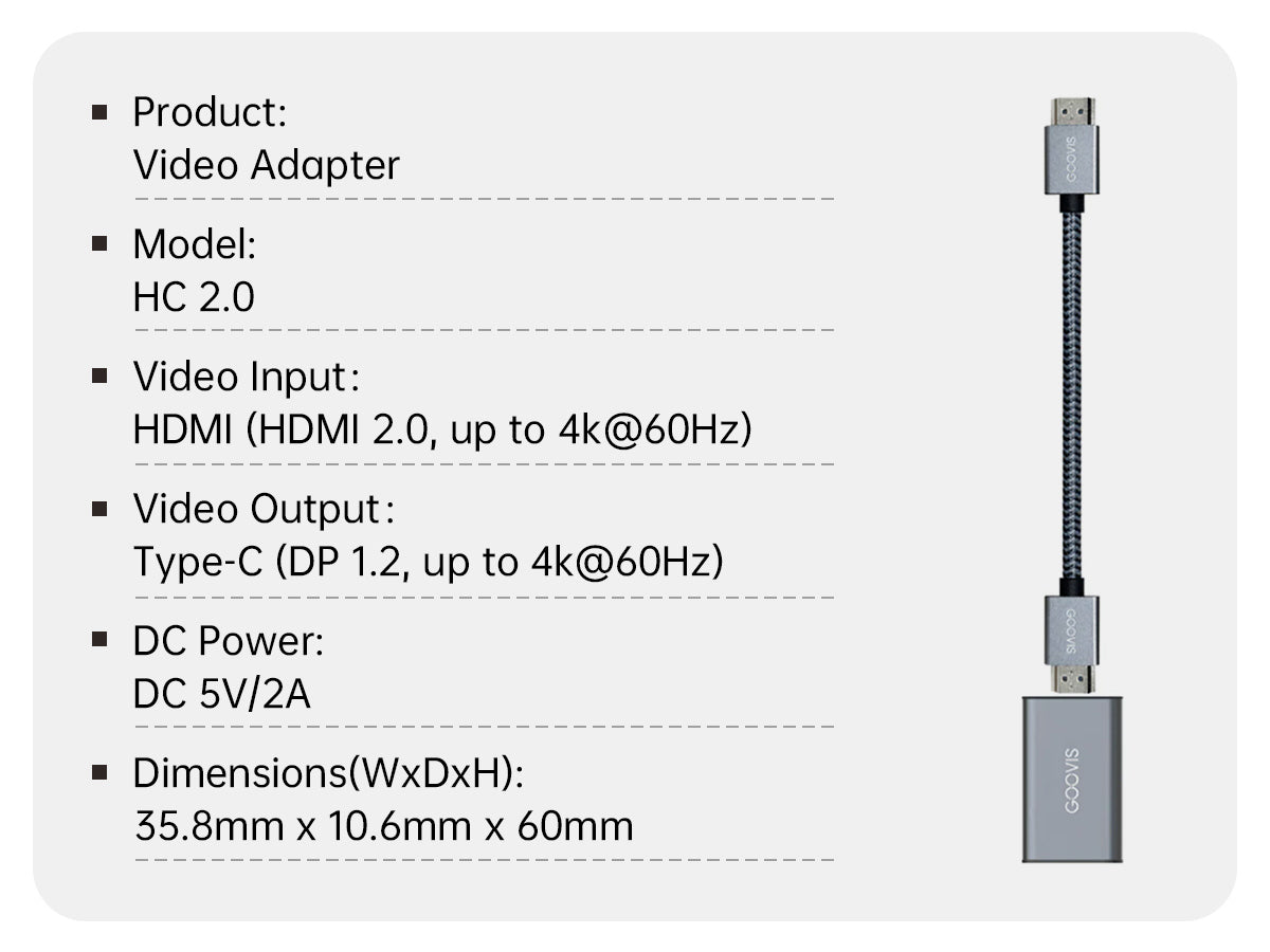 HC 2.0 HDMI & Type C Cable Adapter For GOOVIS Devices | GOOVIS