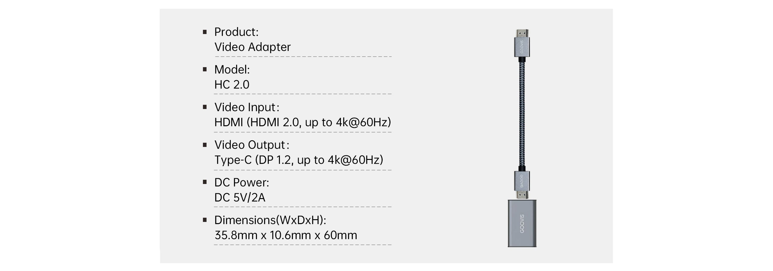 HC 2.0 HDMI & Type C Cable Adapter For GOOVIS Devices | GOOVIS